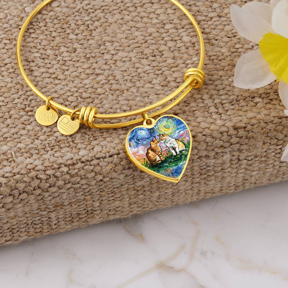 Cherished Starry Night Heart Bangle Bracelet