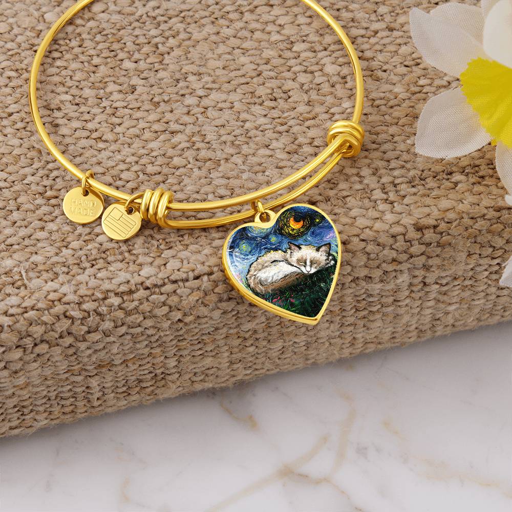 Ragdoll Kitten Starry Night Heart Bangle