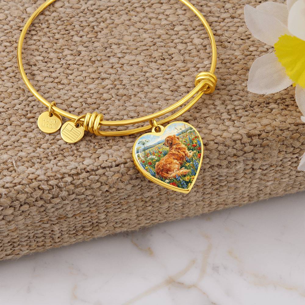 Amongst The Flowers - Golden Retriever Heart Bracelet