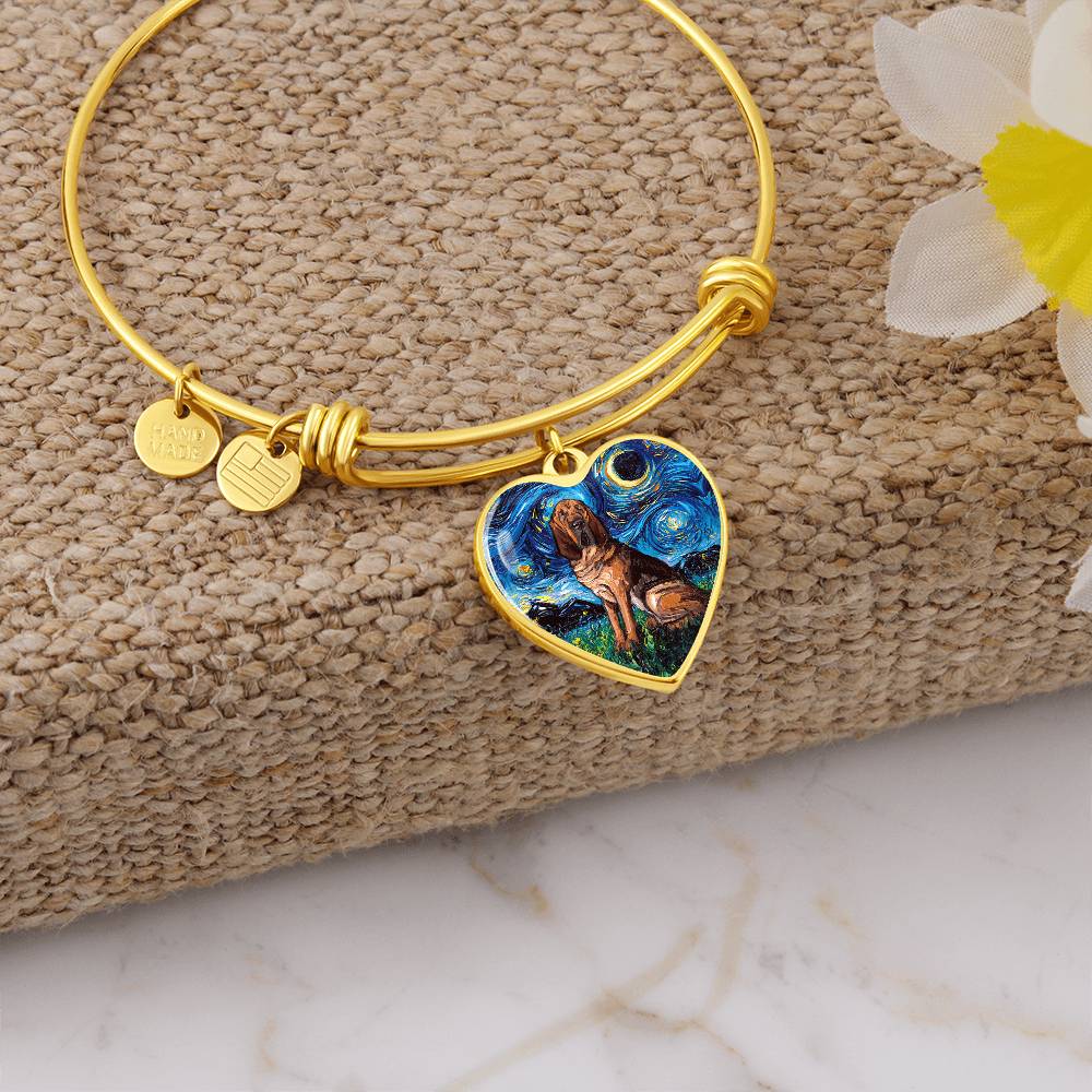 Bloodhound Starry Night Heart Bangle Bracelet