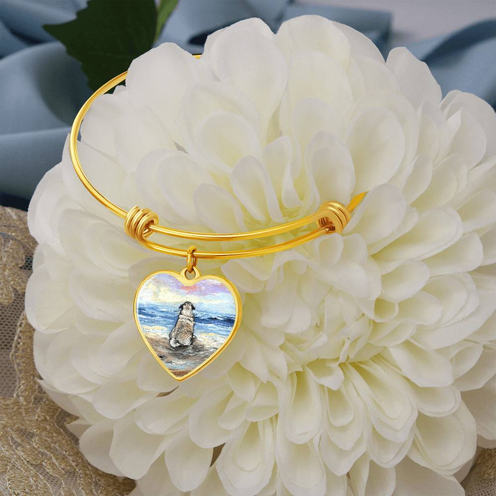 Beach Days - Pug Heart Bangle Bracelet