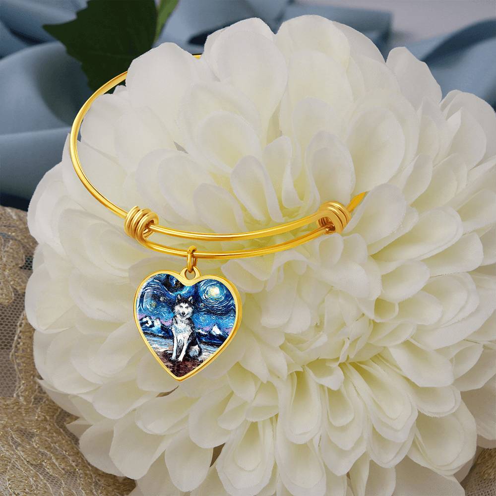 Husky Starry Night Heart Bangle