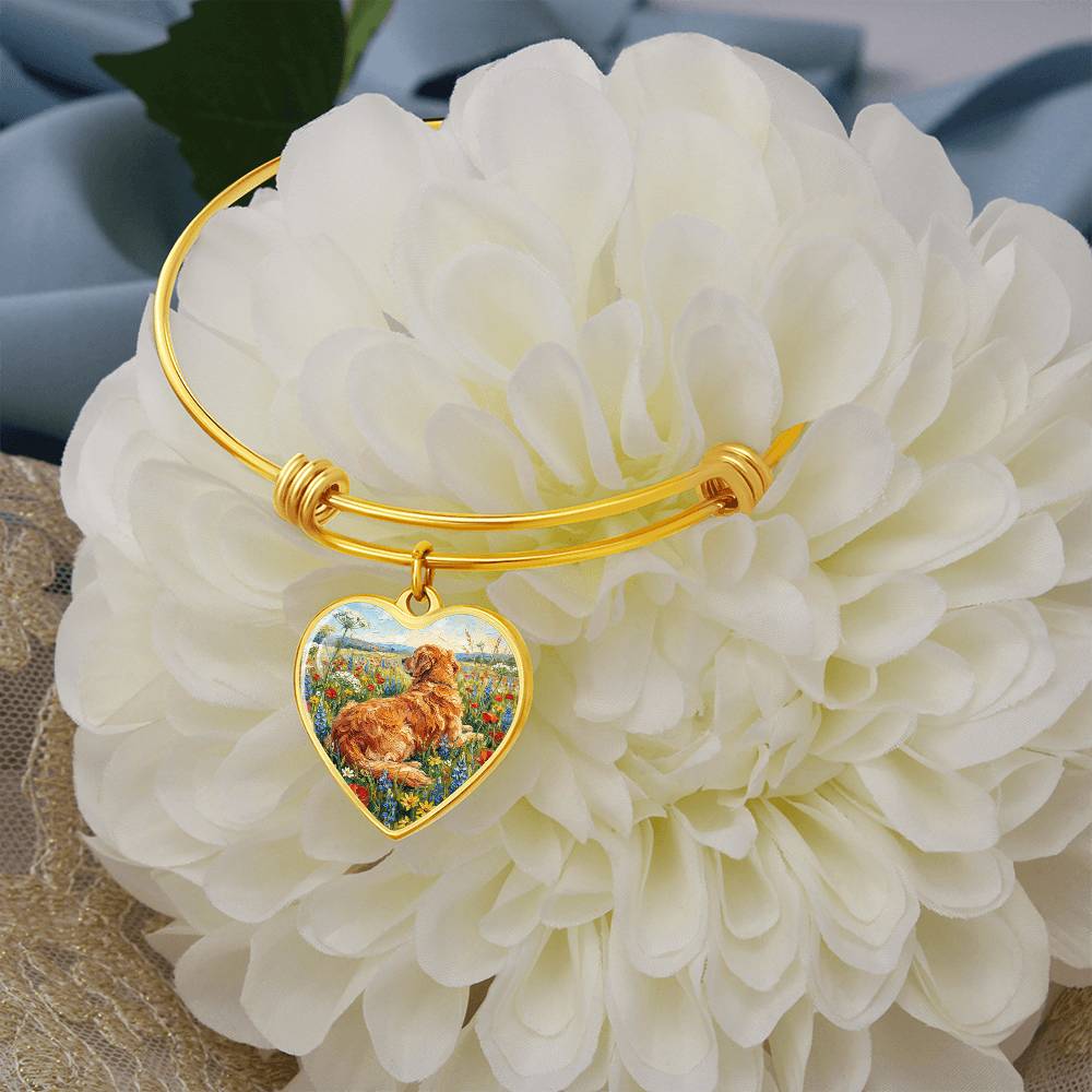 Amongst The Flowers - Golden Retriever Heart Bracelet
