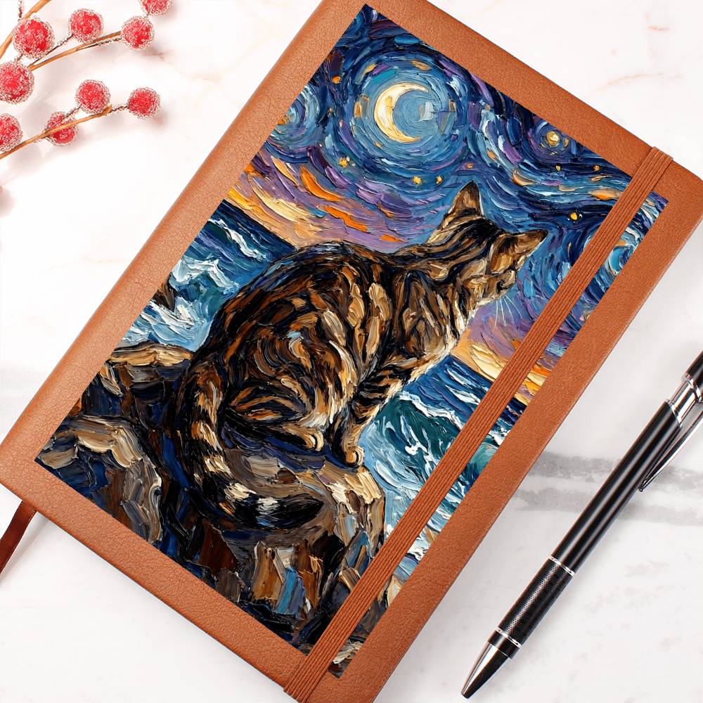 Beach Nights - Brown Tabby Leather Journal