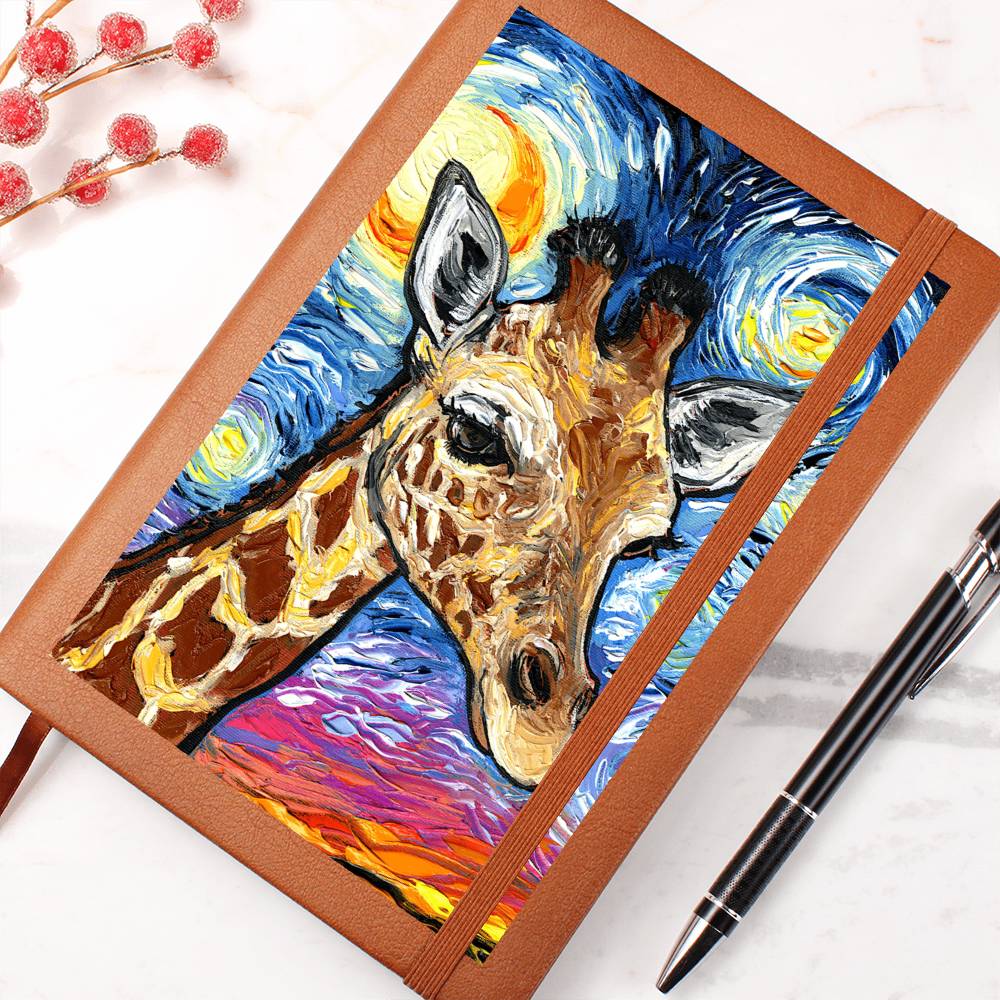 Giraffe Starry Night Leather Journal