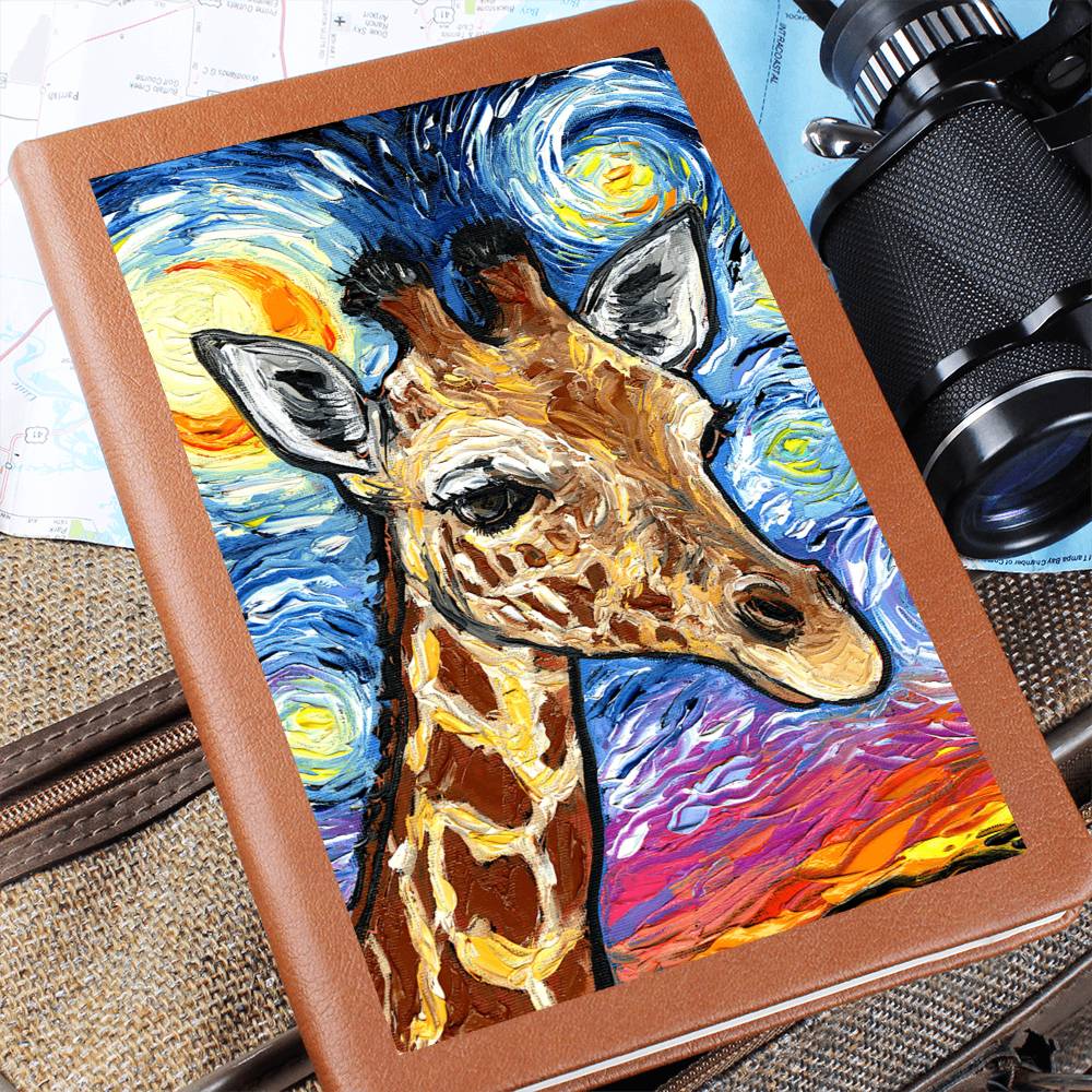 Giraffe Starry Night Leather Journal