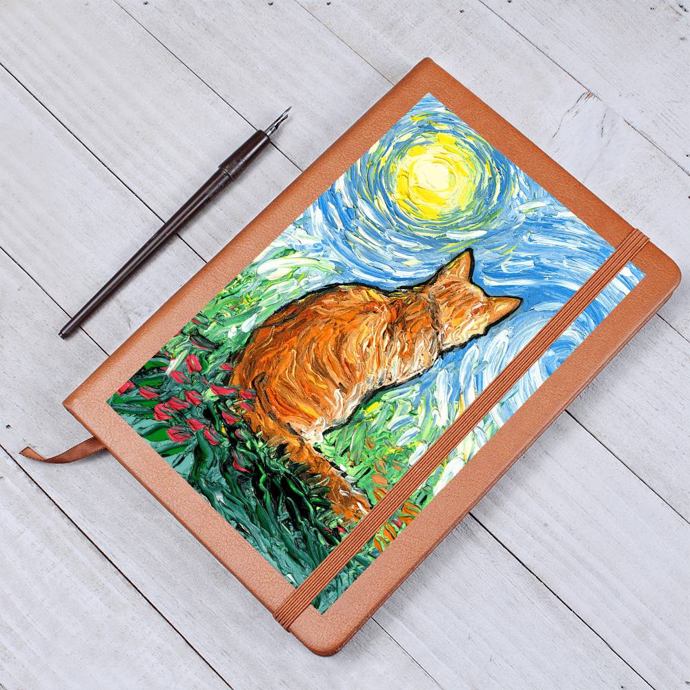 Orange Tabby Spring Morning Leather Journal