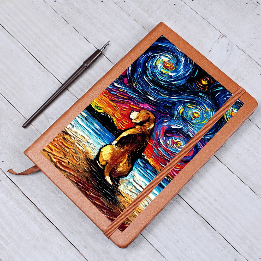 Beach Days - Beagle Starry Night Leather Journal