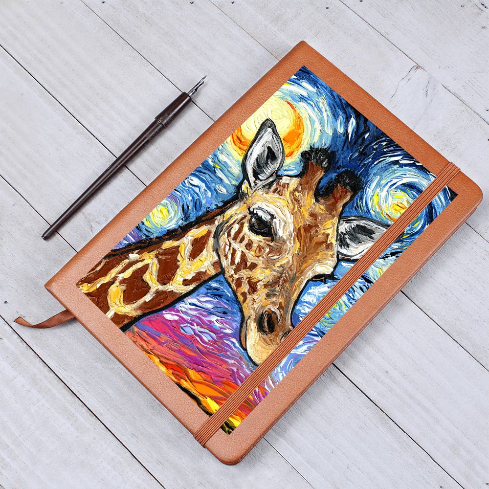 Giraffe Starry Night Leather Journal