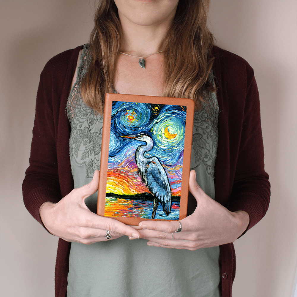 Blue Heron Starry Night Leather Journal