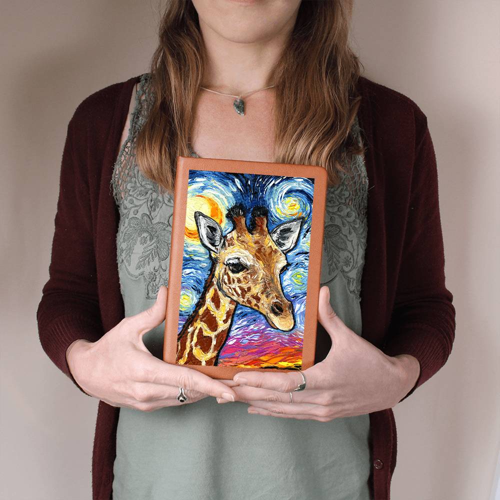 Giraffe Starry Night Leather Journal