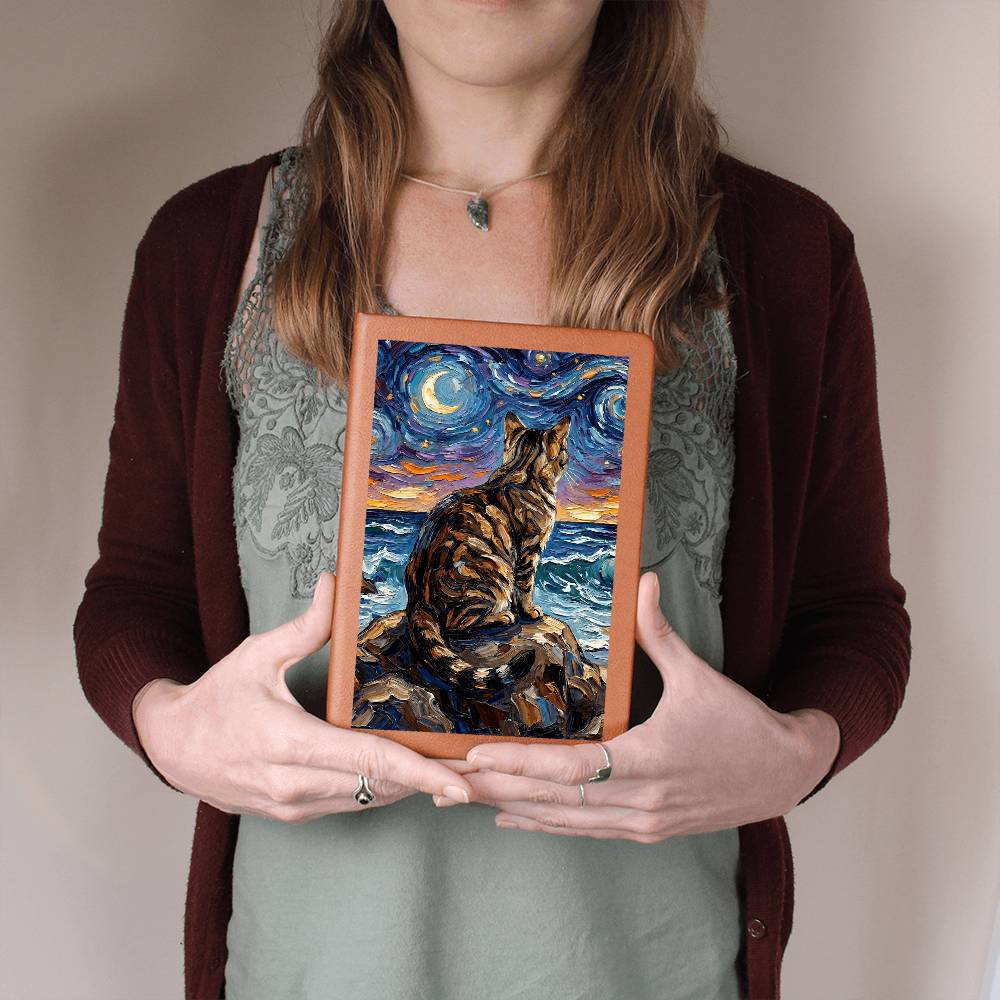 Beach Nights - Brown Tabby Leather Journal