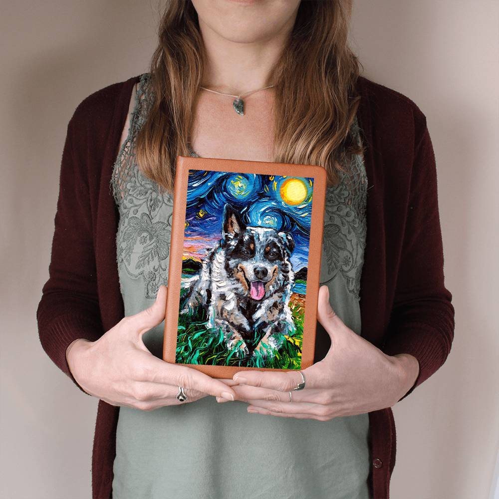 Blue Cattle Dog Starry Night Leather Journal