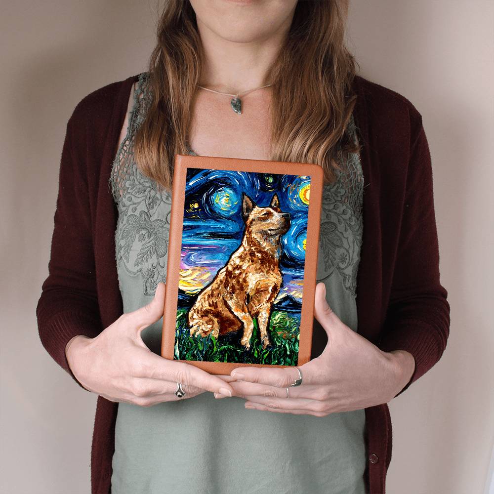 Red Heeler Starry Night Leather Journal
