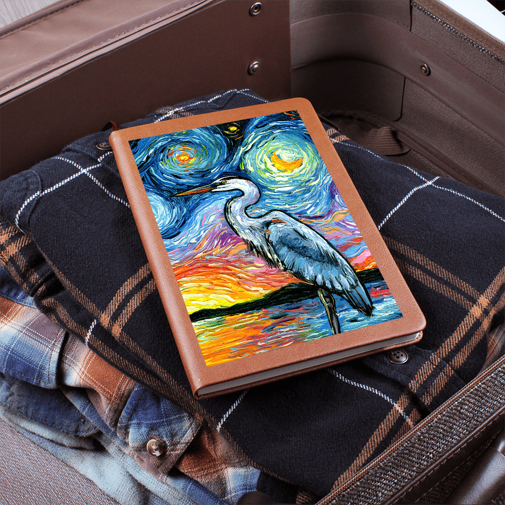 Blue Heron Starry Night Leather Journal
