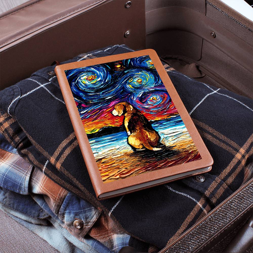 Beach Days - Beagle Starry Night Leather Journal