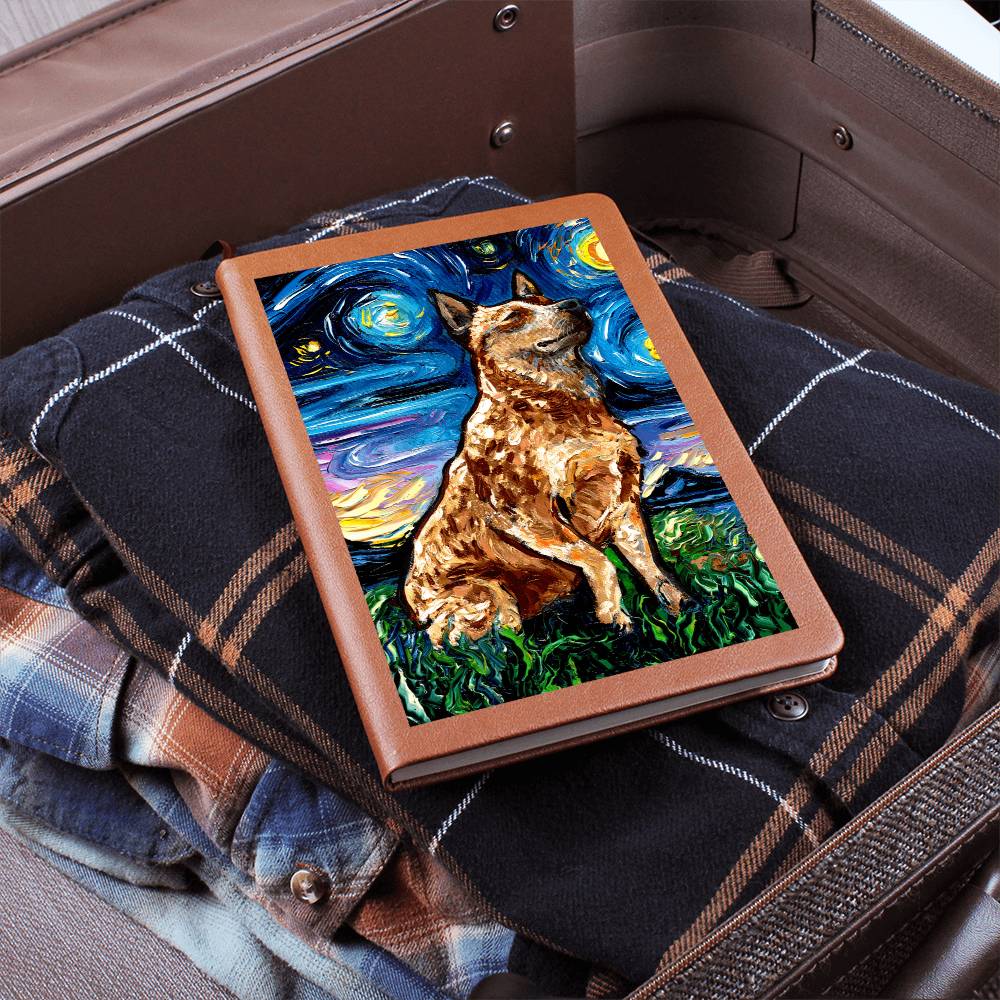 Red Heeler Starry Night Leather Journal