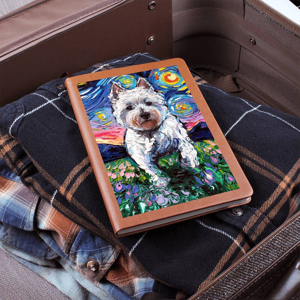 Westie and Flowers Leather Journal