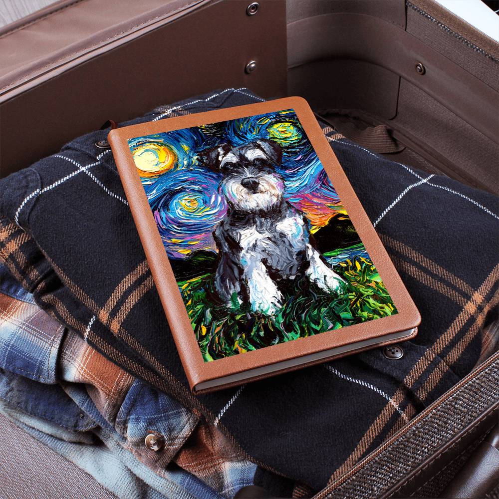 Schnauzer Starry Night Leather Journal