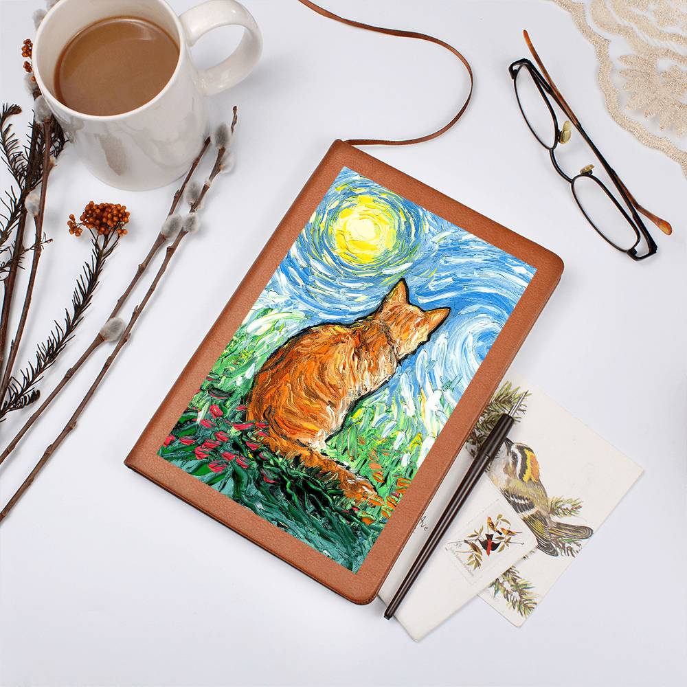 Orange Tabby Spring Morning Leather Journal