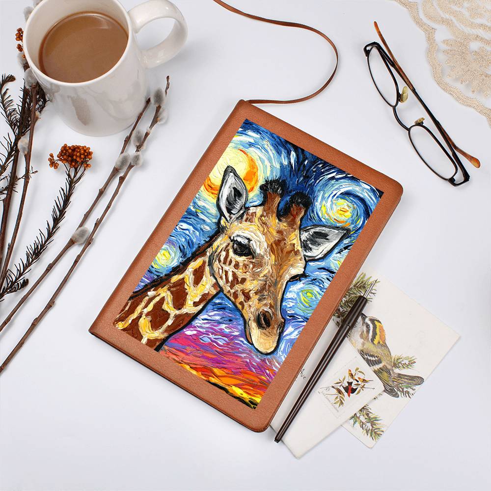 Giraffe Starry Night Leather Journal