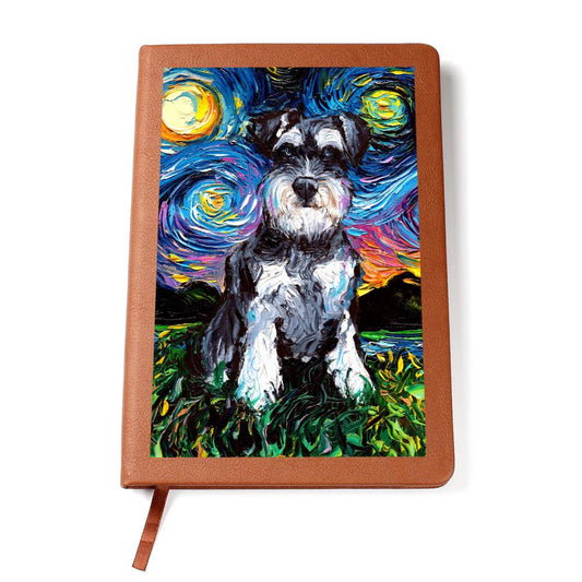 Schnauzer Starry Night Leather Journal