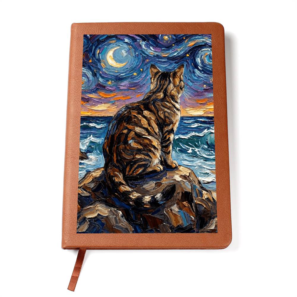 Beach Nights - Brown Tabby Leather Journal
