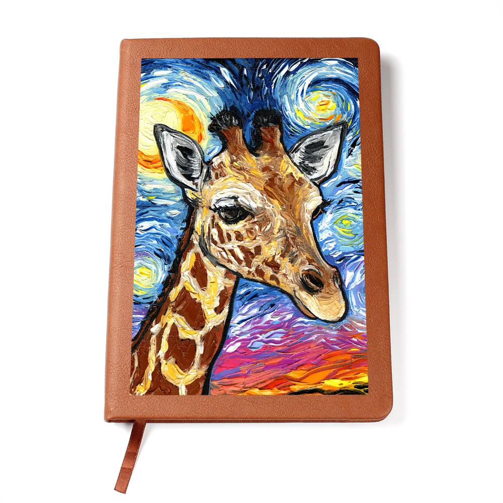Giraffe Starry Night Leather Journal