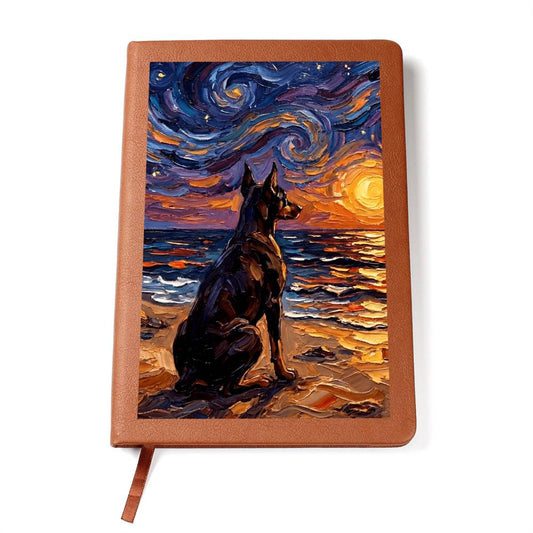 Beach night - Doberman Leather Journal