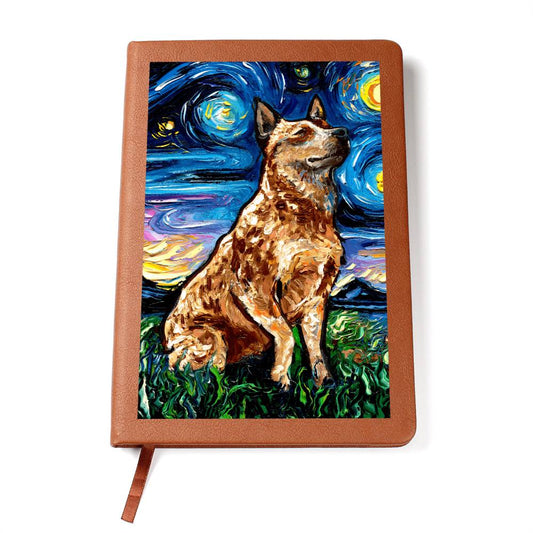 Red Heeler Starry Night Leather Journal