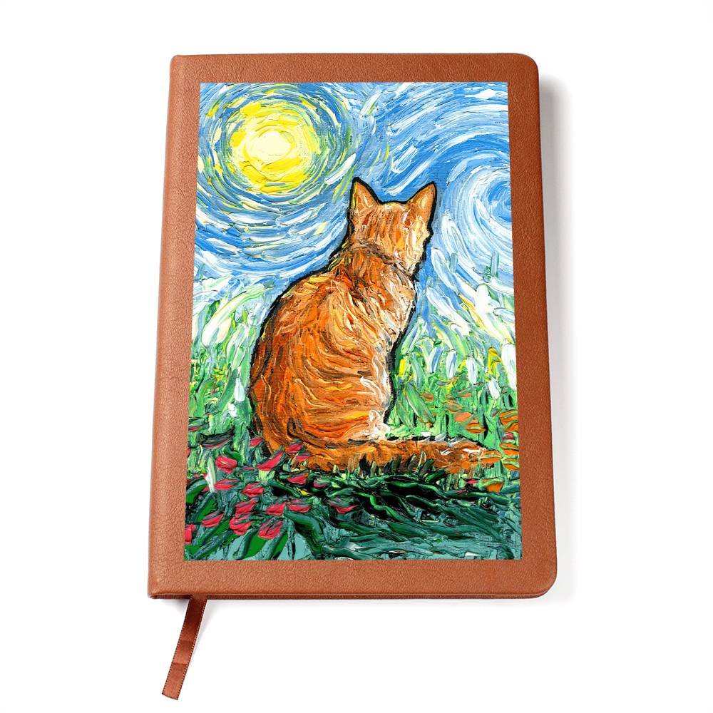 Orange Tabby Spring Morning Leather Journal