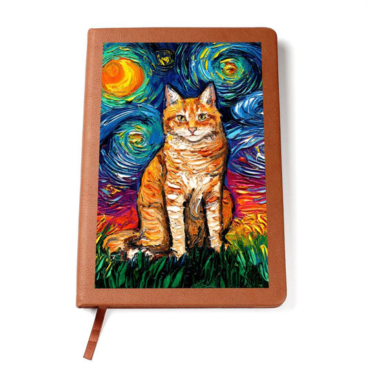 Seated Orange Tabby Leather Journal