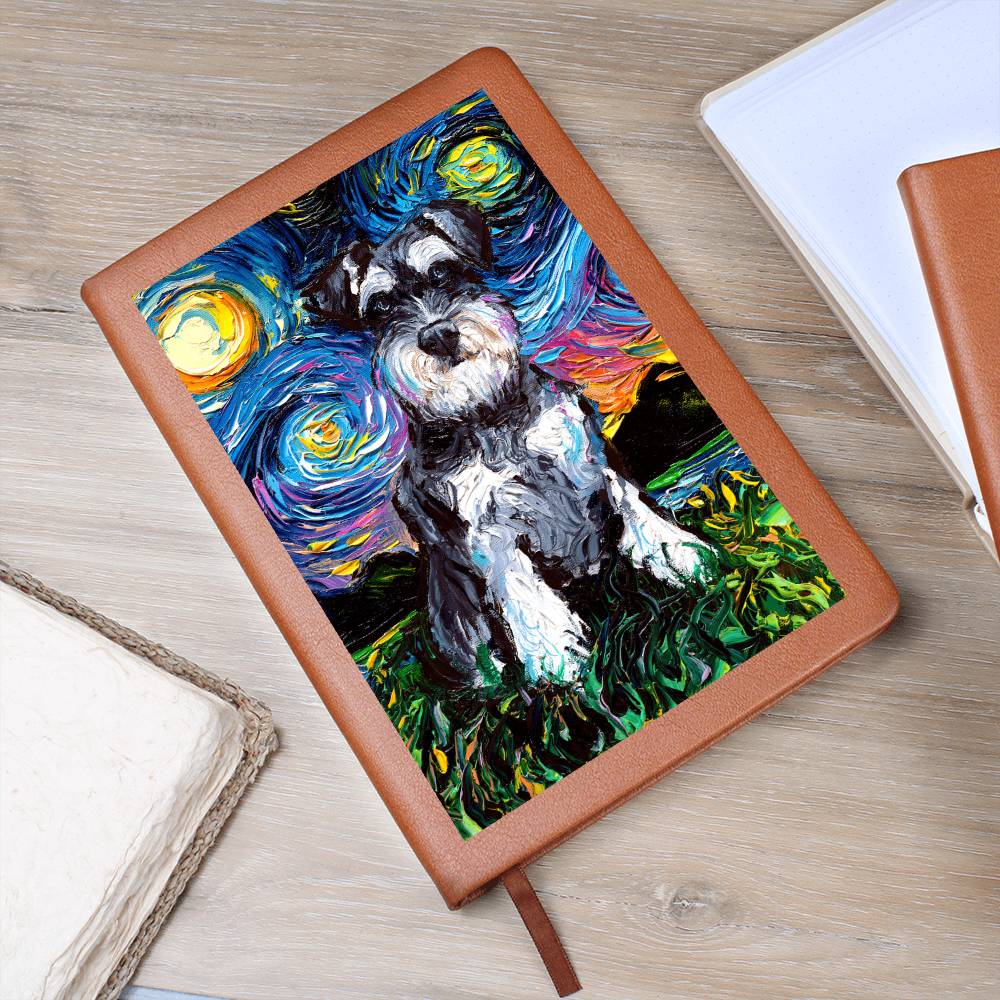 Schnauzer Starry Night Leather Journal