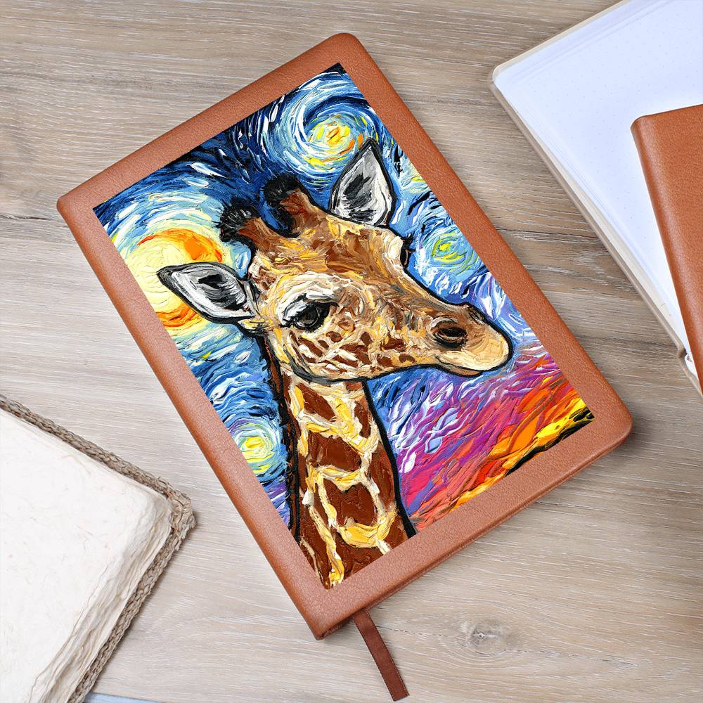 Giraffe Starry Night Leather Journal
