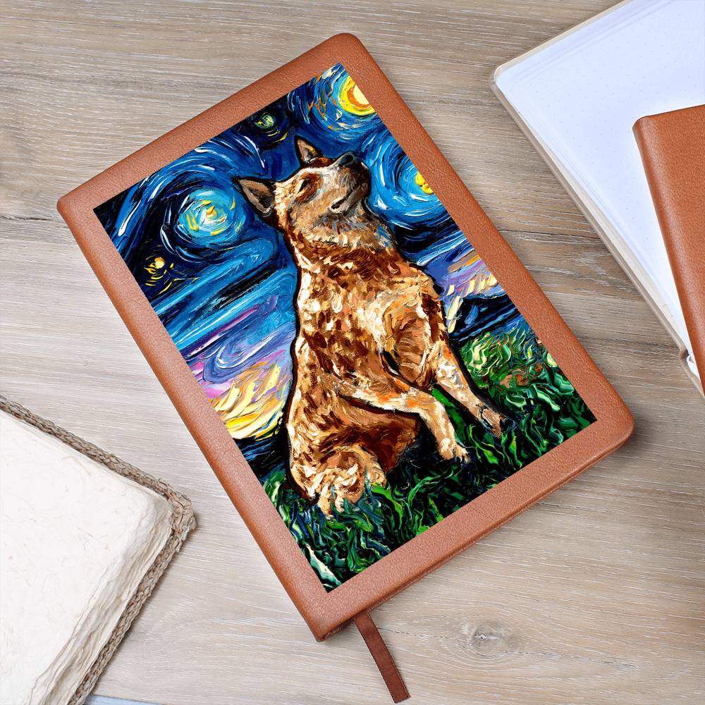 Red Heeler Starry Night Leather Journal
