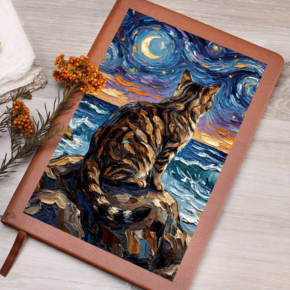 Beach Nights - Brown Tabby Leather Journal