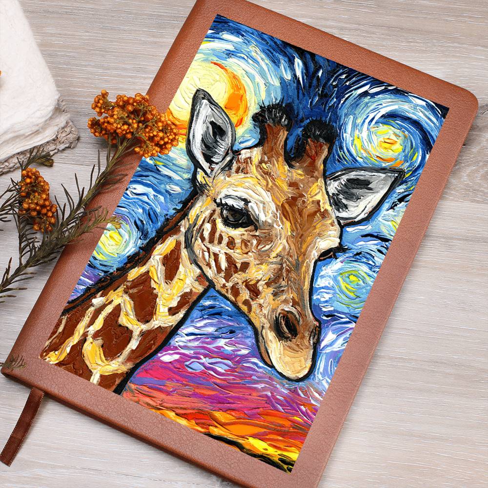 Giraffe Starry Night Leather Journal