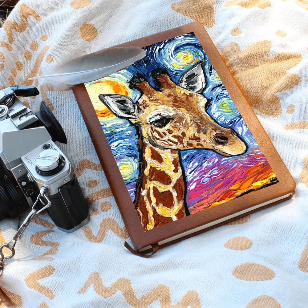 Giraffe Starry Night Leather Journal