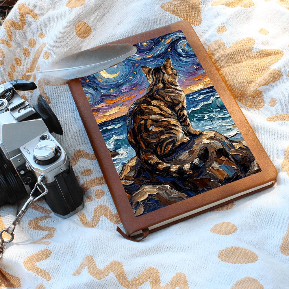Beach Nights - Brown Tabby Leather Journal