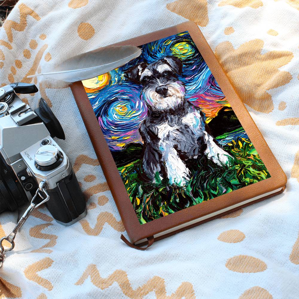 Schnauzer Starry Night Leather Journal