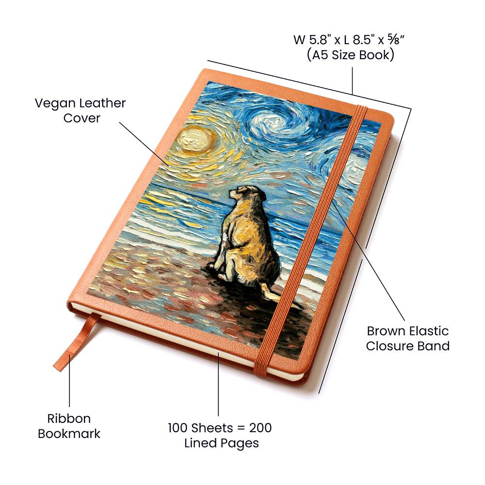 Beach Days - Yellow Labrador Leather Journal