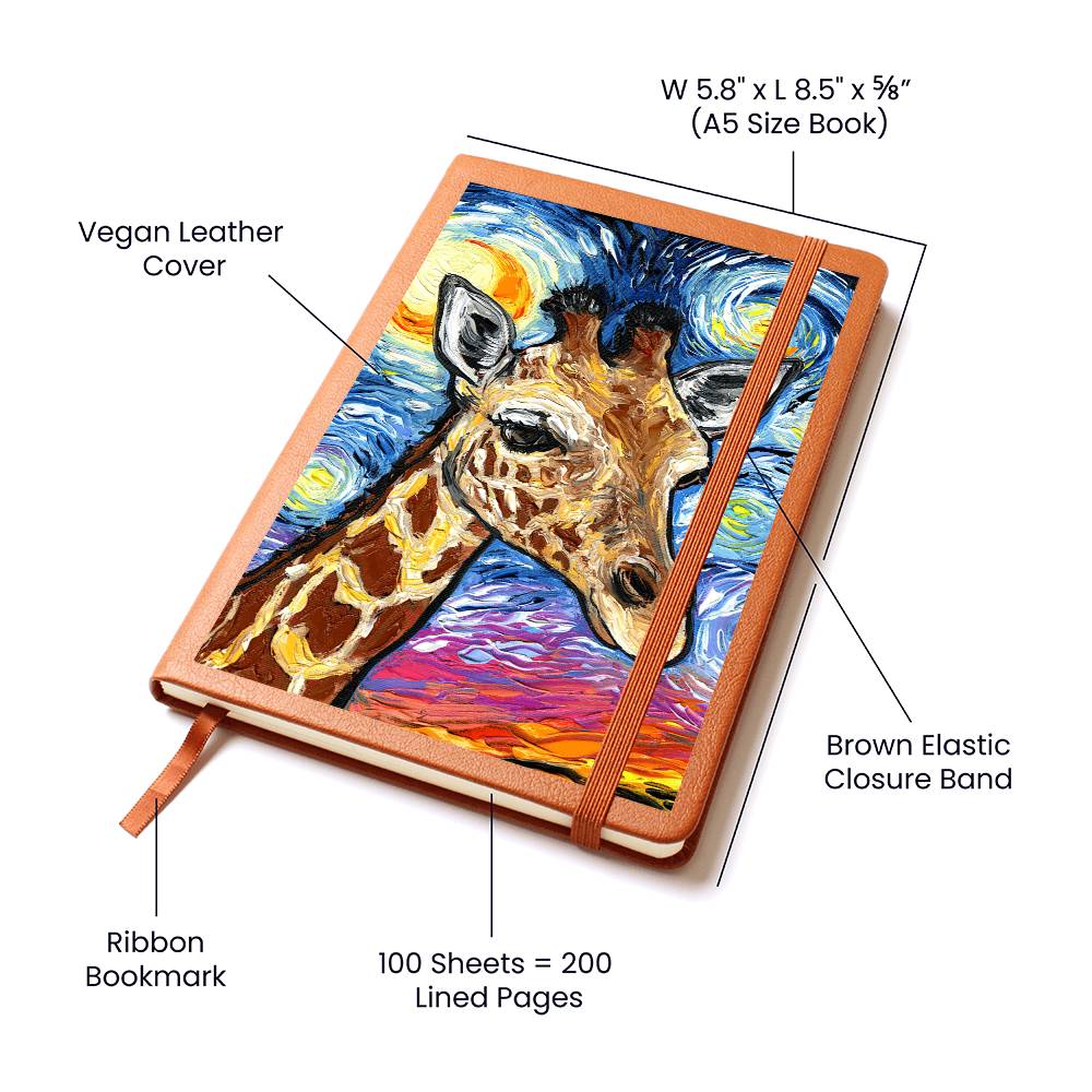 Giraffe Starry Night Leather Journal