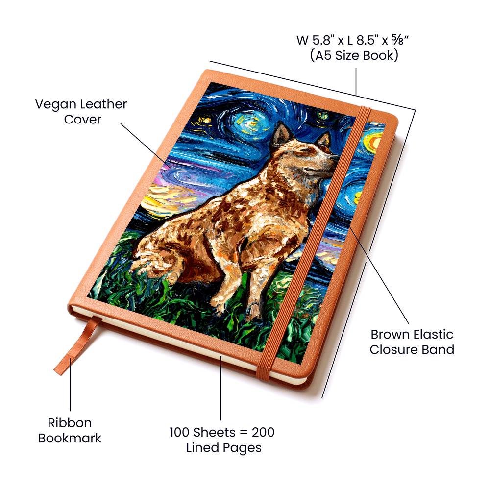 Red Heeler Starry Night Leather Journal