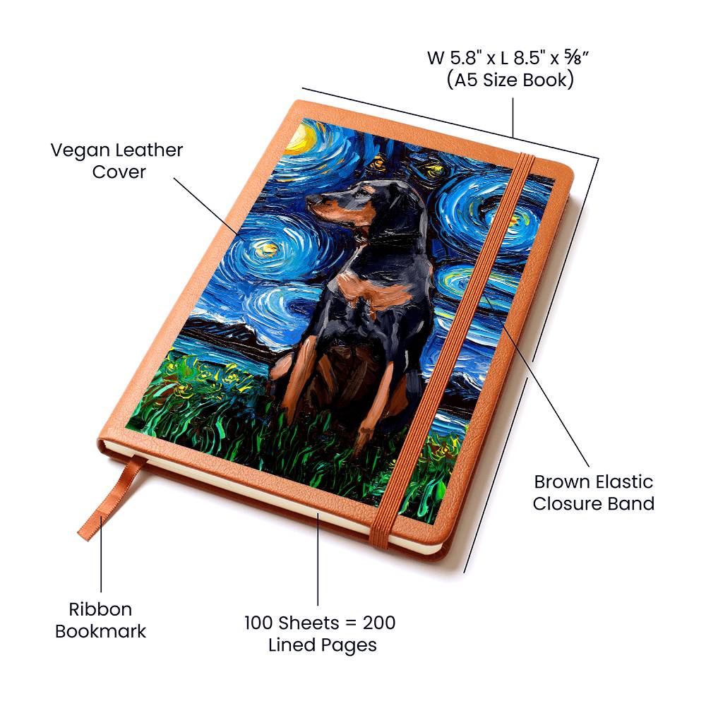 Black and Tan Coonhound Leather Journal