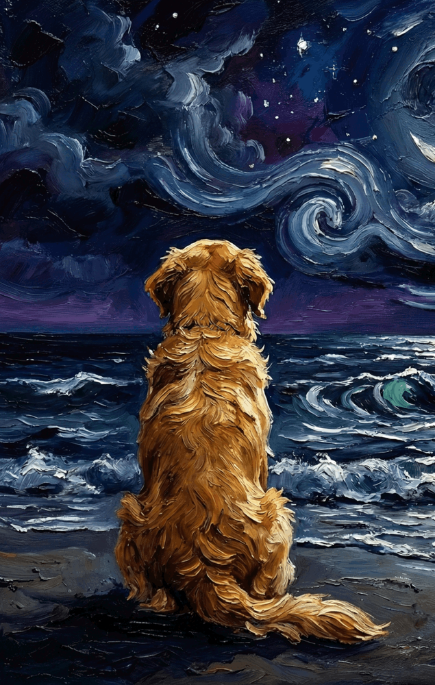 Beach Nights - Golden Retriever Leather Journal