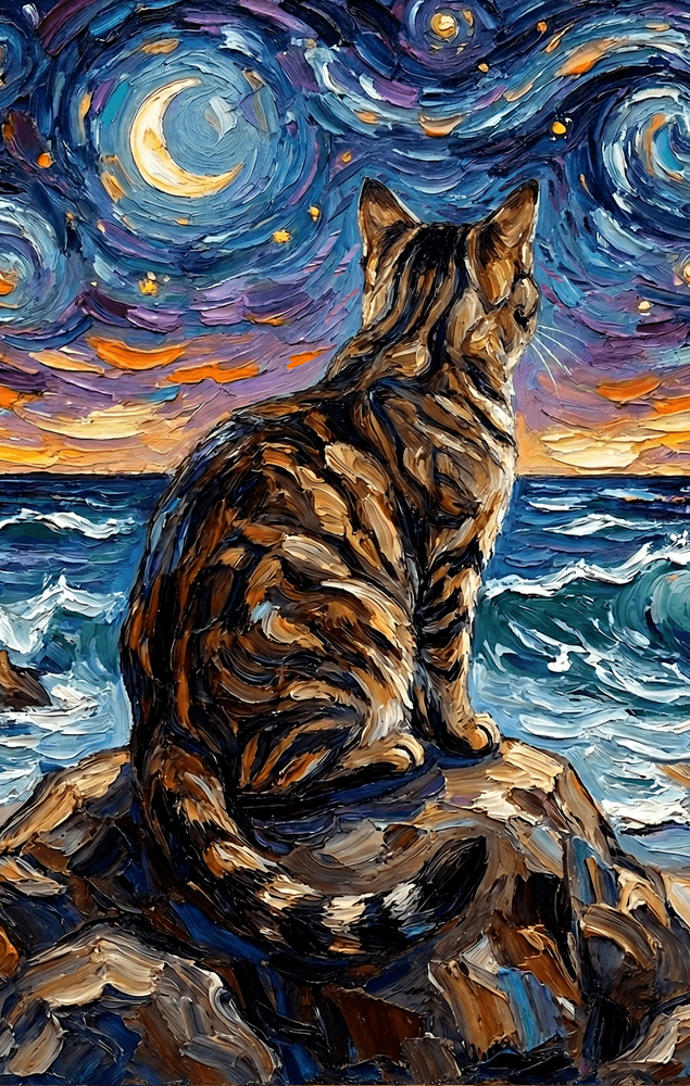 Beach Nights - Brown Tabby Leather Journal