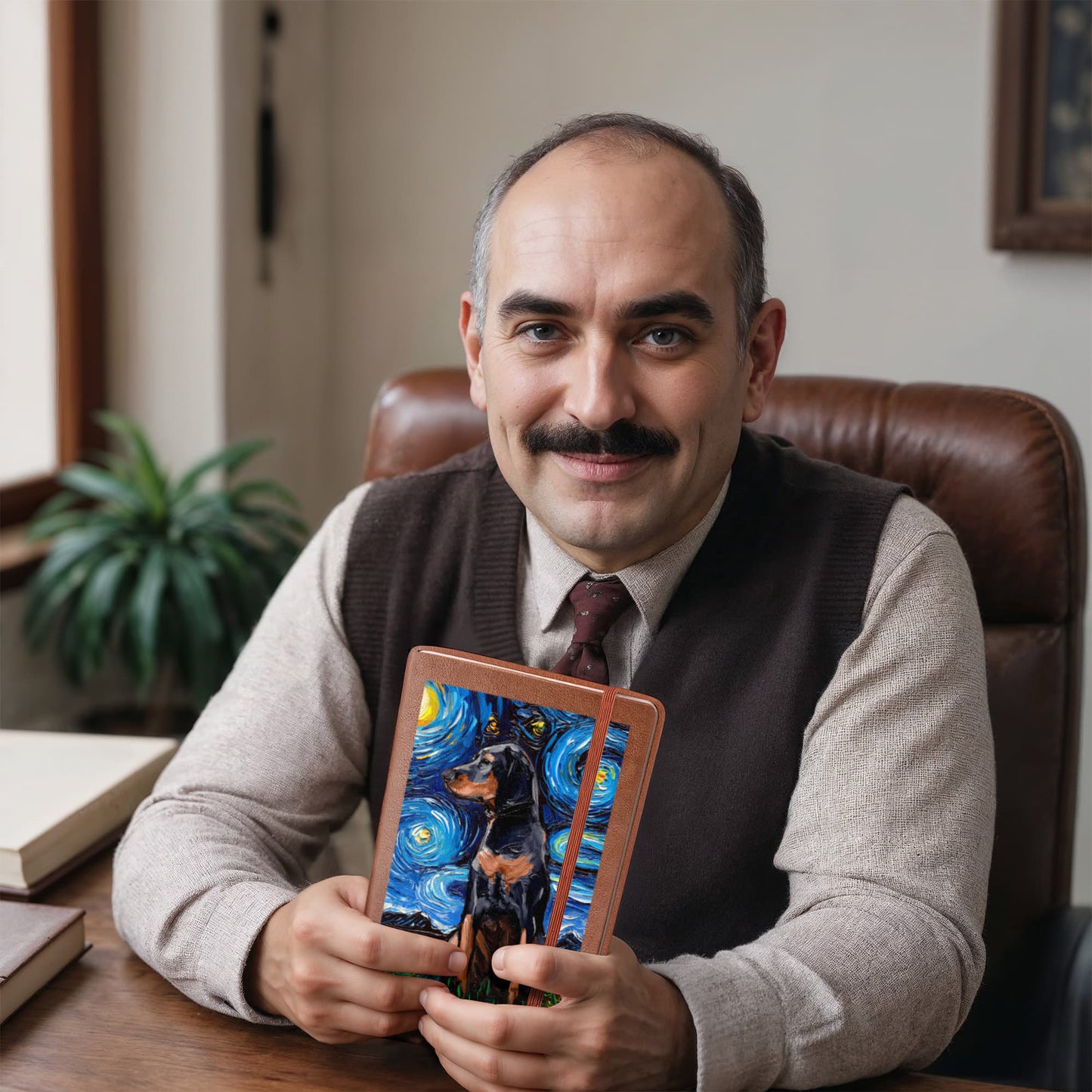 Black and Tan Coonhound Leather Journal