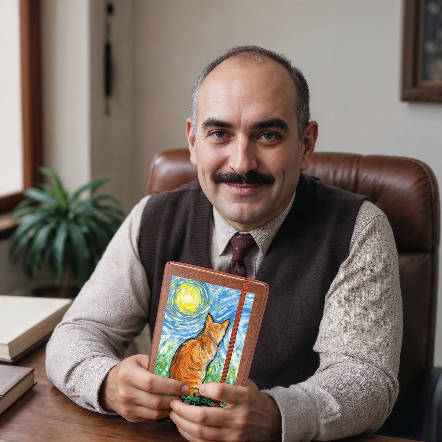 Orange Tabby Spring Morning Leather Journal