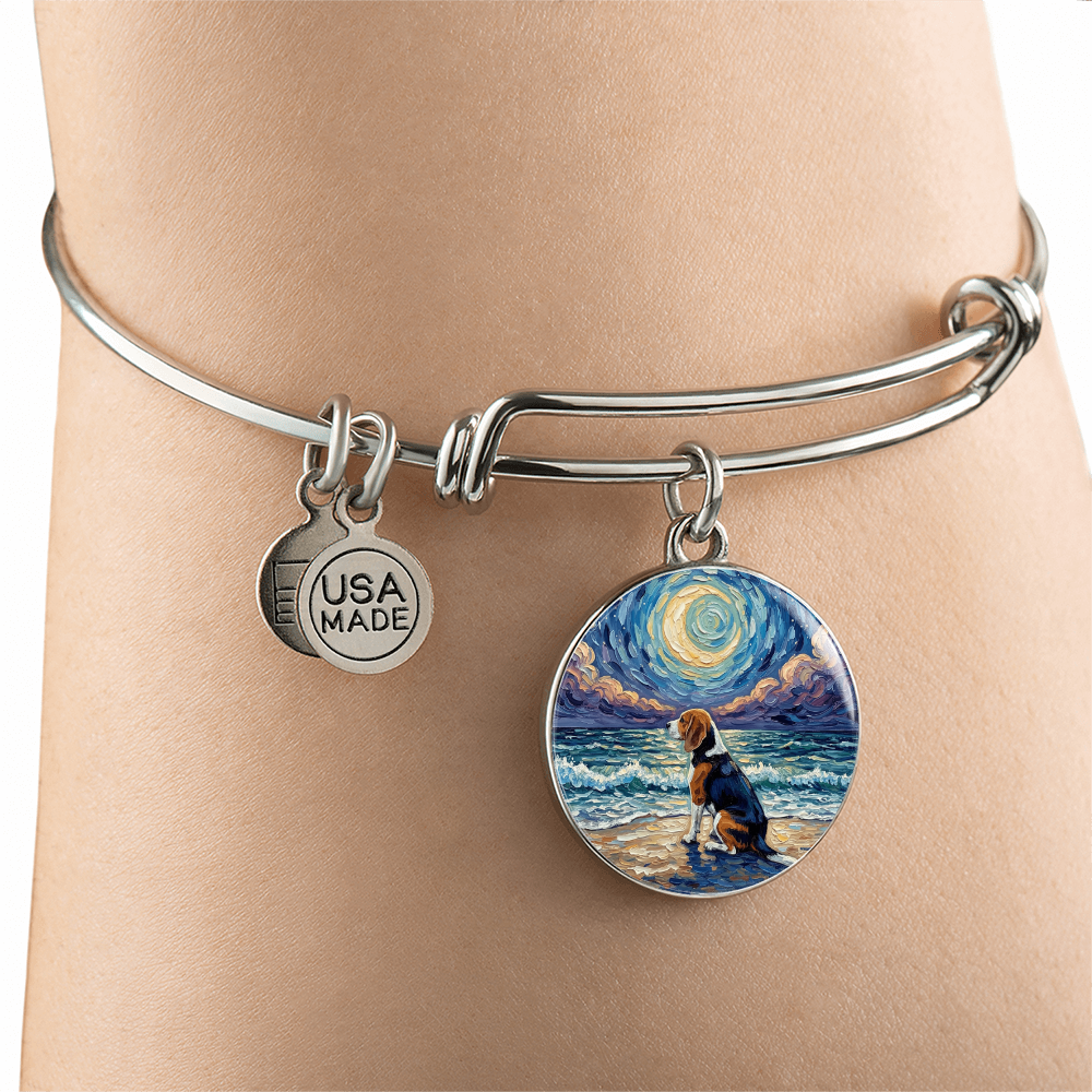 Beach Night - Beagle Round Charm Bracelet