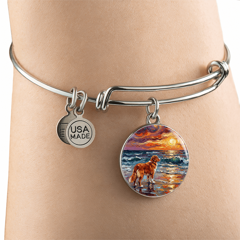 Beach Days - Nova Scotia Duck Tolling Retriever Round Charm Bracelet